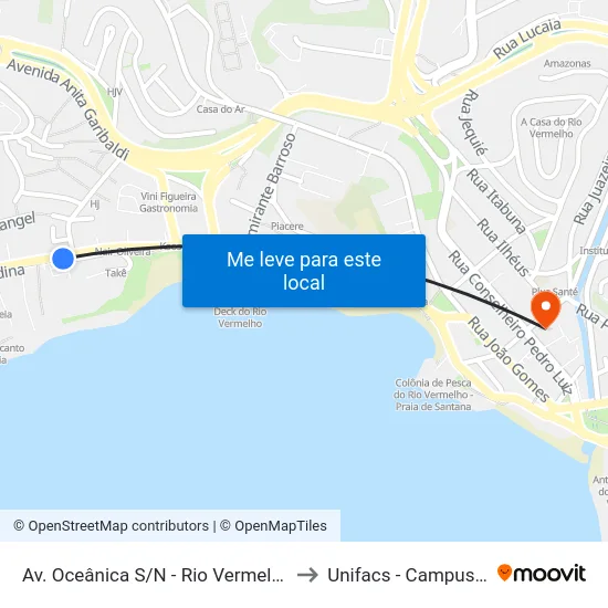 Av. Oceânica S/N - Rio Vermelho Salvador - Ba Brasil to Unifacs - Campus Rio Vermelho map