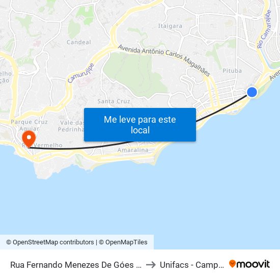 Rua Fernando Menezes De Góes 61 - Pituba Salvador - Ba Brasil to Unifacs - Campus Rio Vermelho map
