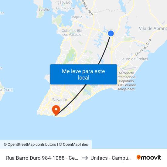 Rua Barro Duro 984-1088 - Ceasa Salvador - Ba Brasil to Unifacs - Campus Rio Vermelho map