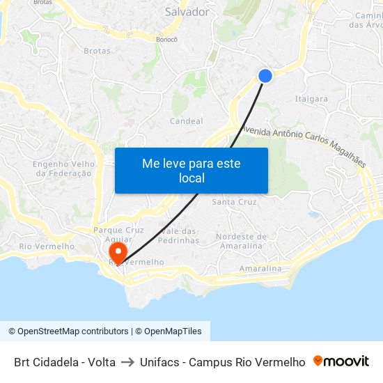 Brt Cidadela - Volta to Unifacs - Campus Rio Vermelho map