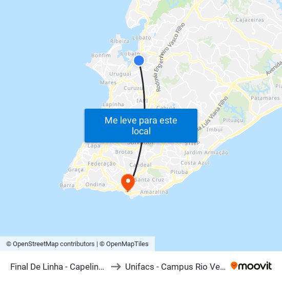 Final De Linha - Capelinha | Ida to Unifacs - Campus Rio Vermelho map
