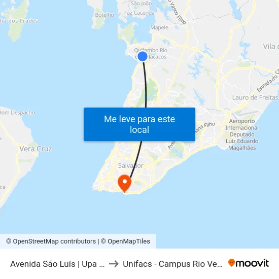 Avenida São Luís | Upa Paripe to Unifacs - Campus Rio Vermelho map