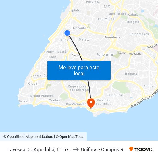 Travessa Do Aquidabã, 1 | Terminal Aquidabã to Unifacs - Campus Rio Vermelho map