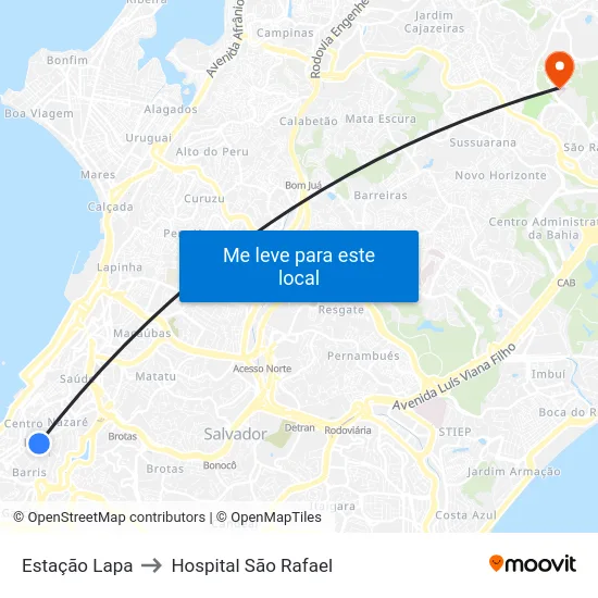 Estação Lapa to Hospital São Rafael map