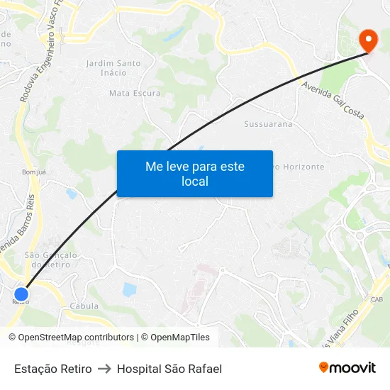 Estação Retiro to Hospital São Rafael map