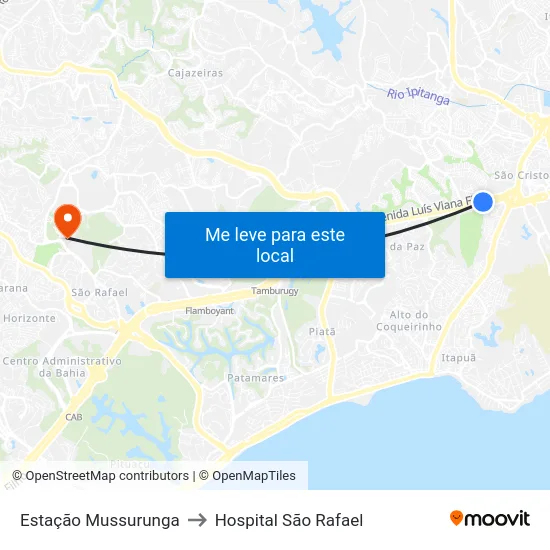 Estação Mussurunga to Hospital São Rafael map