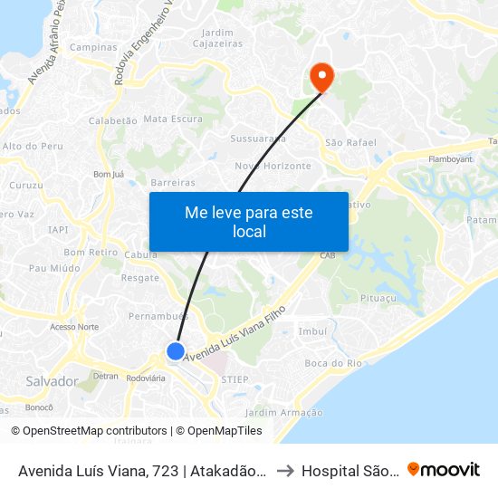 Avenida Luís Viana, 723 | Atakadão Atakarejo - Ida to Hospital São Rafael map