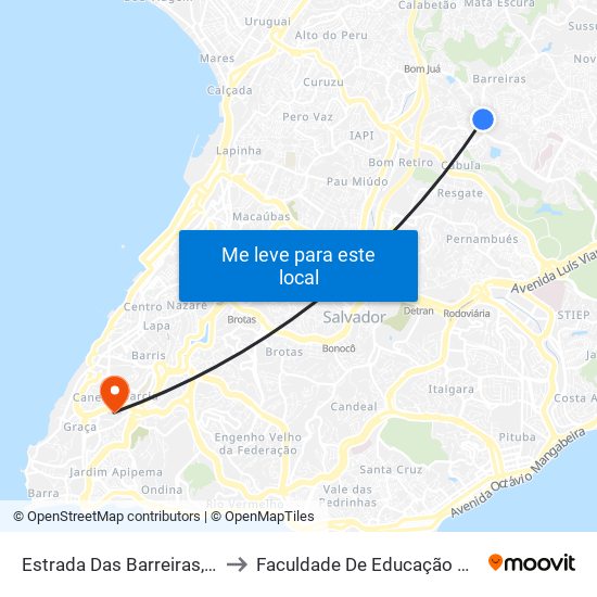 Estrada Das Barreiras, 272 E to Faculdade De Educação Da Ufba map