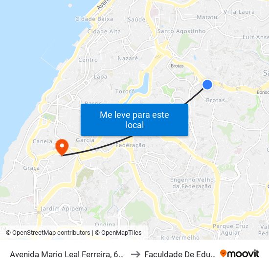 Avenida Mario Leal Ferreira, 6996 | Atacadão Bonocô to Faculdade De Educação Da Ufba map