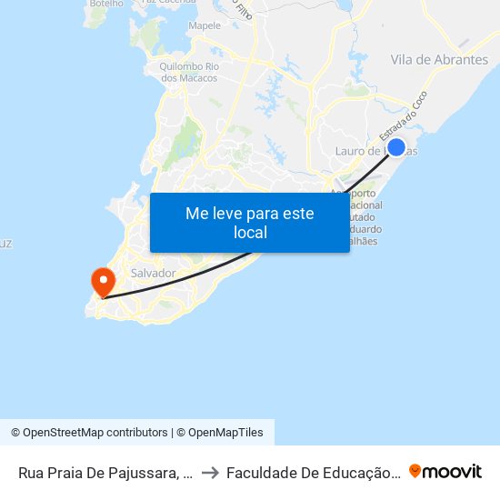 Rua Praia De Pajussara, 219-265 to Faculdade De Educação Da Ufba map