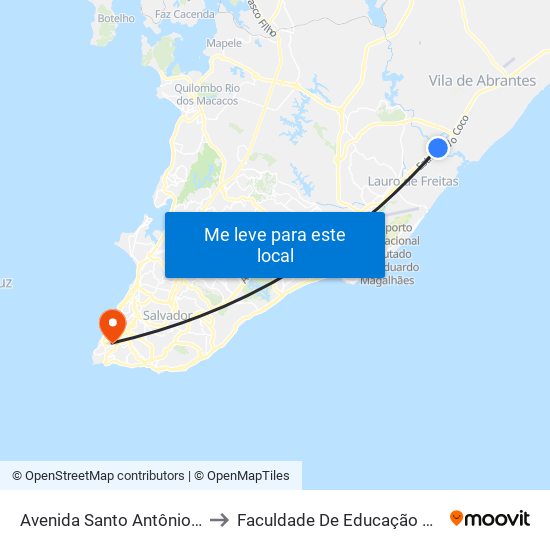 Avenida Santo Antônio, 1139 to Faculdade De Educação Da Ufba map