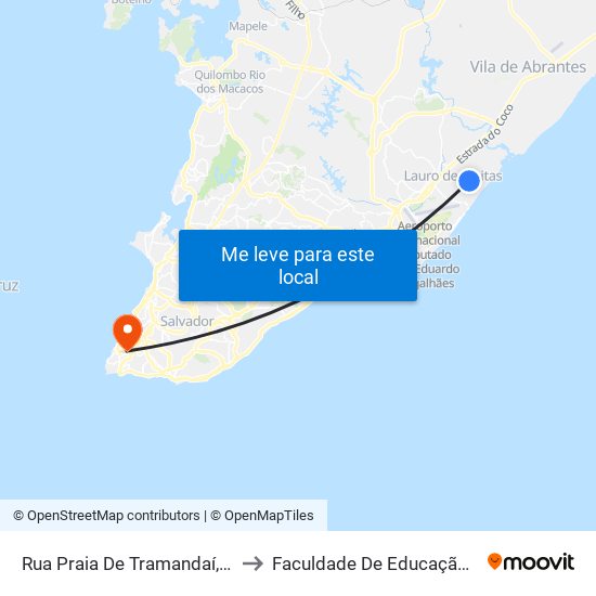 Rua Praia De Tramandaí, 283-441 to Faculdade De Educação Da Ufba map