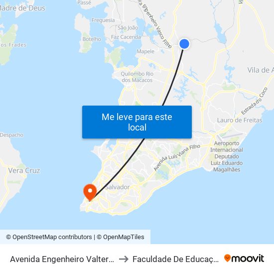 Avenida Engenheiro Valter Aragão, 857 to Faculdade De Educação Da Ufba map