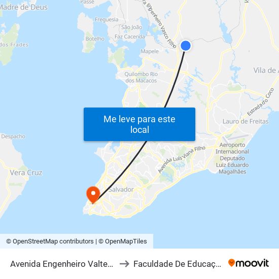 Avenida Engenheiro Valter Aragão, 20 to Faculdade De Educação Da Ufba map