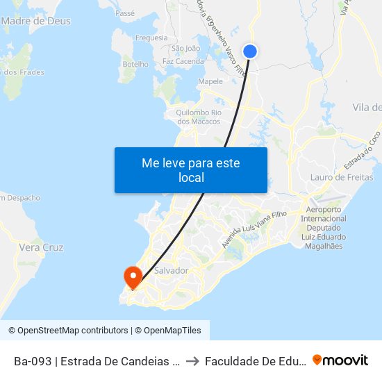 Ba-093 | Estrada De Candeias (Sentido Simões Filho) to Faculdade De Educação Da Ufba map