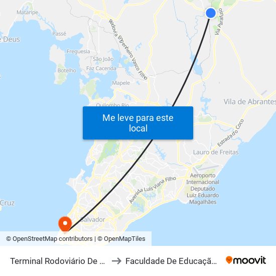 Terminal Rodoviário De Camaçari to Faculdade De Educação Da Ufba map