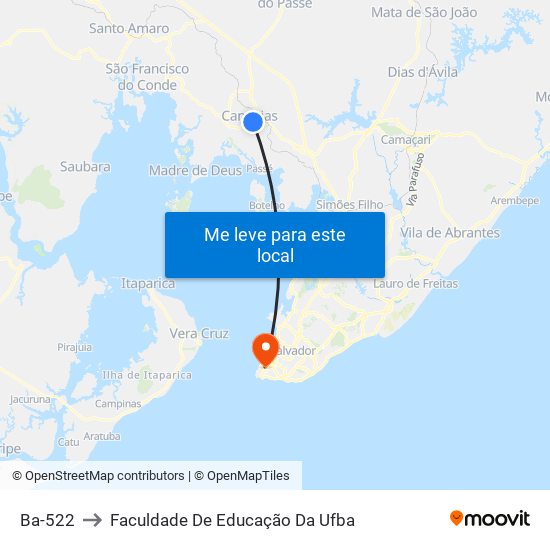 Ba-522 to Faculdade De Educação Da Ufba map