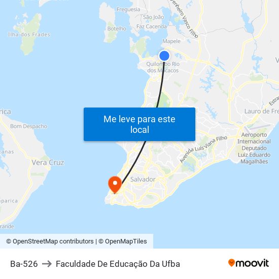 Ba-526 to Faculdade De Educação Da Ufba map