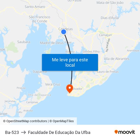 Ba-523 to Faculdade De Educação Da Ufba map