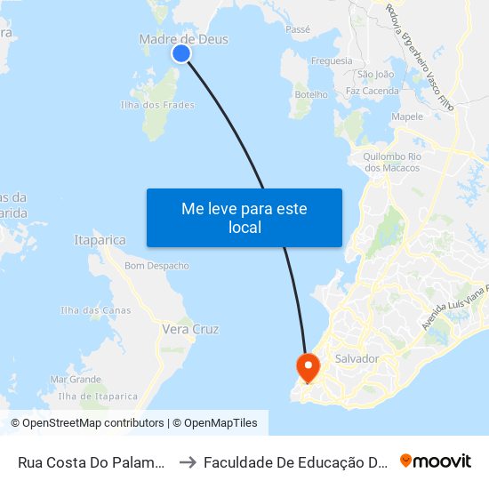 Rua Costa Do Palame, 349 to Faculdade De Educação Da Ufba map