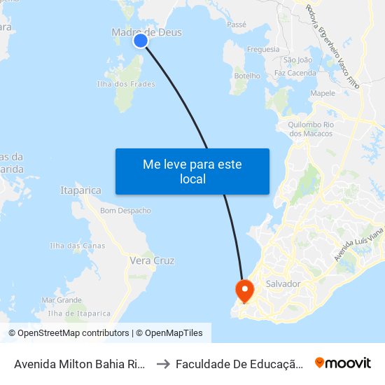 Avenida Milton Bahia Ribeiro, 156 to Faculdade De Educação Da Ufba map