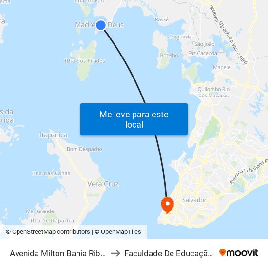 Avenida Milton Bahia Ribeiro, 1368 to Faculdade De Educação Da Ufba map