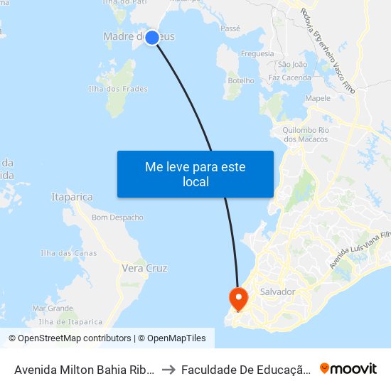 Avenida Milton Bahia Ribeiro, 2551 to Faculdade De Educação Da Ufba map