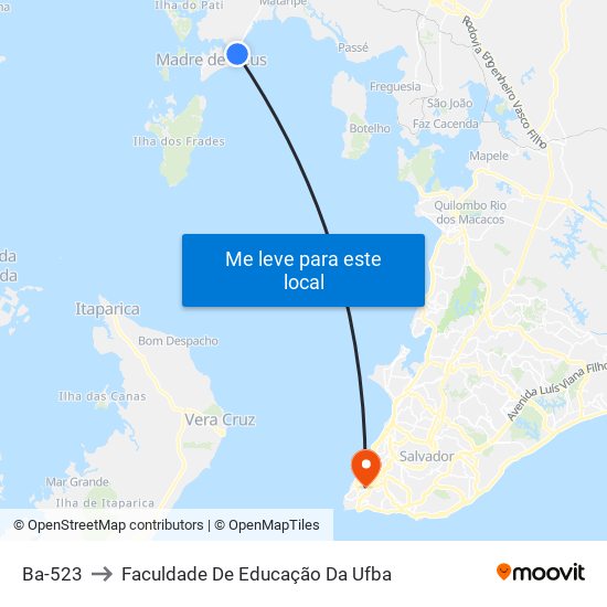 Ba-523 to Faculdade De Educação Da Ufba map
