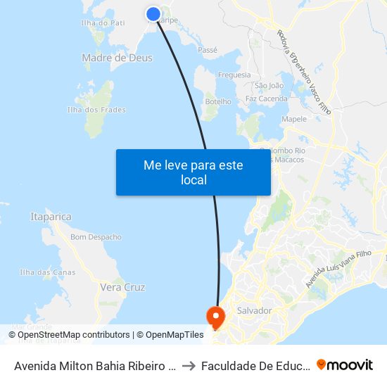 Avenida Milton Bahia Ribeiro Próximo Ao 23000 to Faculdade De Educação Da Ufba map