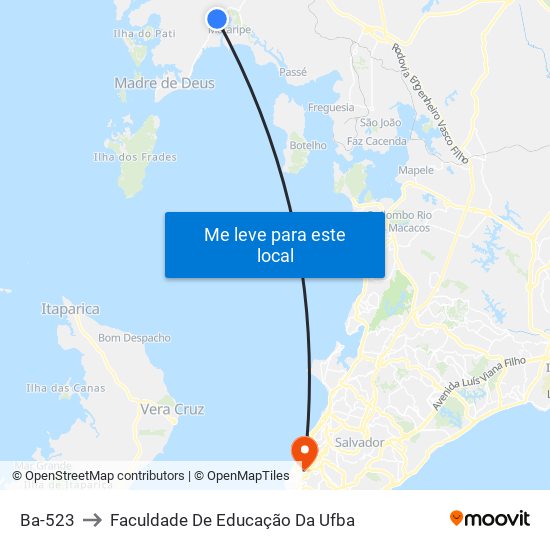 Ba-523 to Faculdade De Educação Da Ufba map