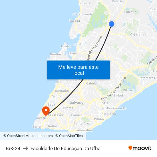 Br-324 to Faculdade De Educação Da Ufba map