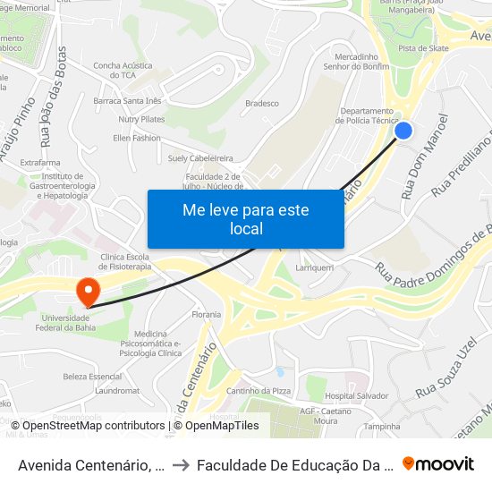 Avenida Centenário, 657 to Faculdade De Educação Da Ufba map