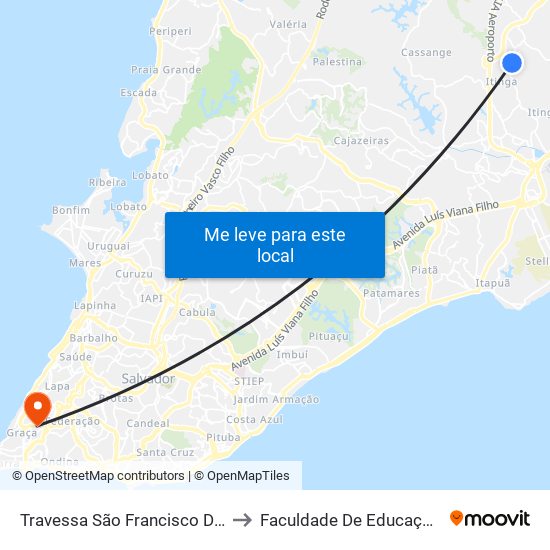 Travessa São Francisco De Assis, 47 to Faculdade De Educação Da Ufba map