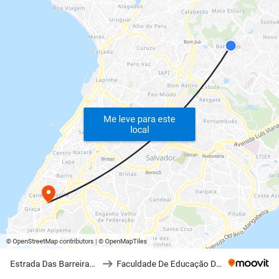 Estrada Das Barreiras, 936 to Faculdade De Educação Da Ufba map