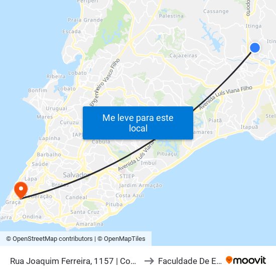 Rua Joaquim Ferreira, 1157 | Condomínio Recanto Das Margaridas to Faculdade De Educação Da Ufba map