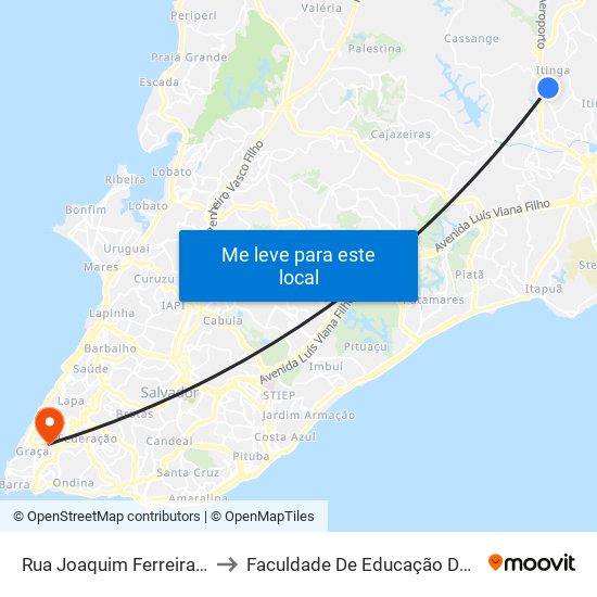 Rua Joaquim Ferreira, 146 to Faculdade De Educação Da Ufba map