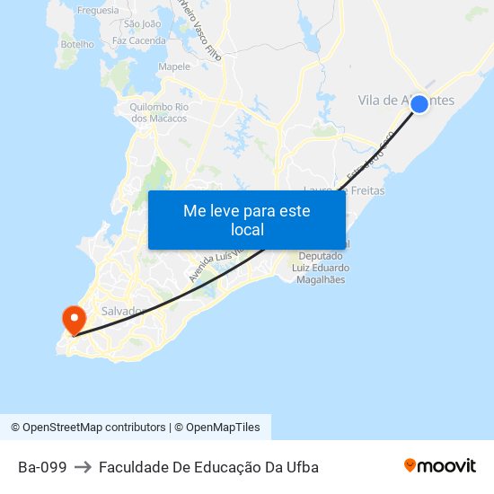 Ba-099 to Faculdade De Educação Da Ufba map