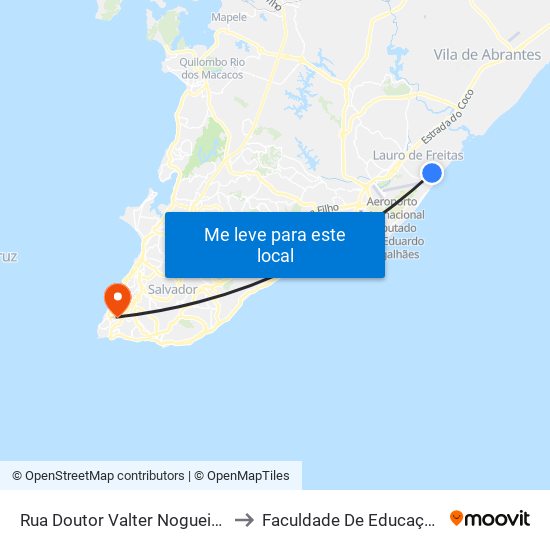 Rua Doutor Valter Nogueira Silva, 109 to Faculdade De Educação Da Ufba map