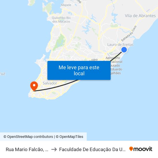 Rua Mario Falcão, 14 to Faculdade De Educação Da Ufba map