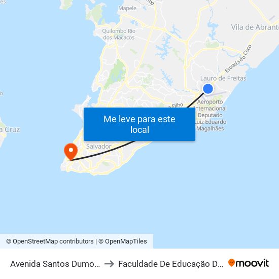 Avenida Santos Dumont, 44 to Faculdade De Educação Da Ufba map