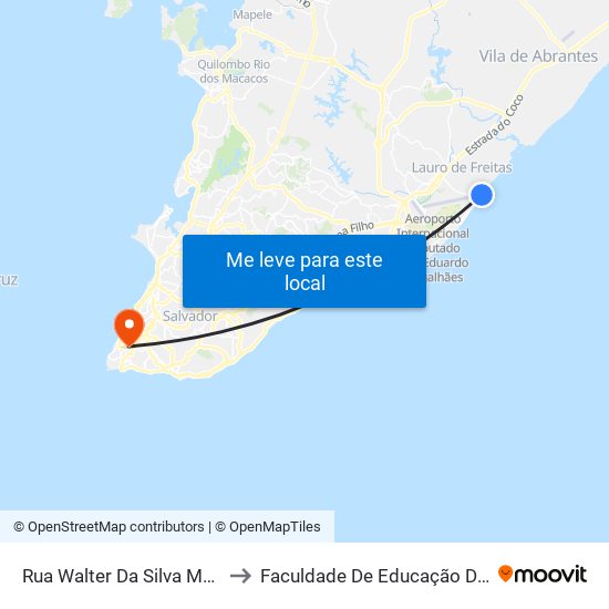 Rua Walter Da Silva Maia, 16 to Faculdade De Educação Da Ufba map