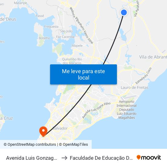 Avenida Luis Gonzaga, 791 to Faculdade De Educação Da Ufba map