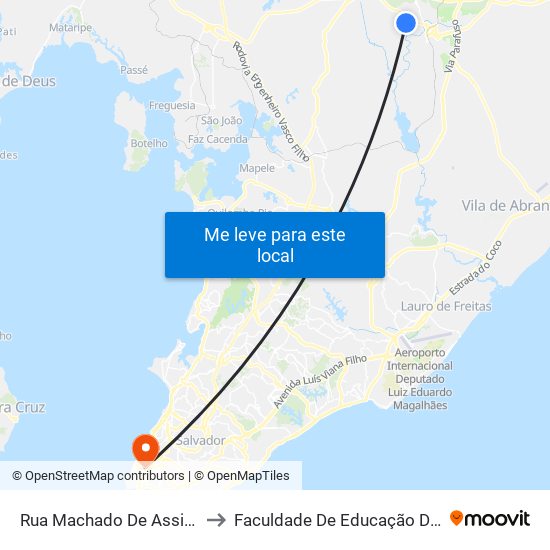 Rua Machado De Assis, 422 to Faculdade De Educação Da Ufba map