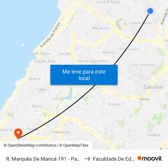 R. Marquês De Maricá 191 - Pau Miúdo Salvador - Ba Brasil to Faculdade De Educação Da Ufba map