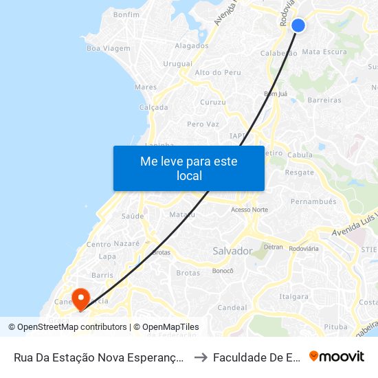 Rua Da Estação Nova Esperança Salvador - Bahia 41230 Brasil to Faculdade De Educação Da Ufba map