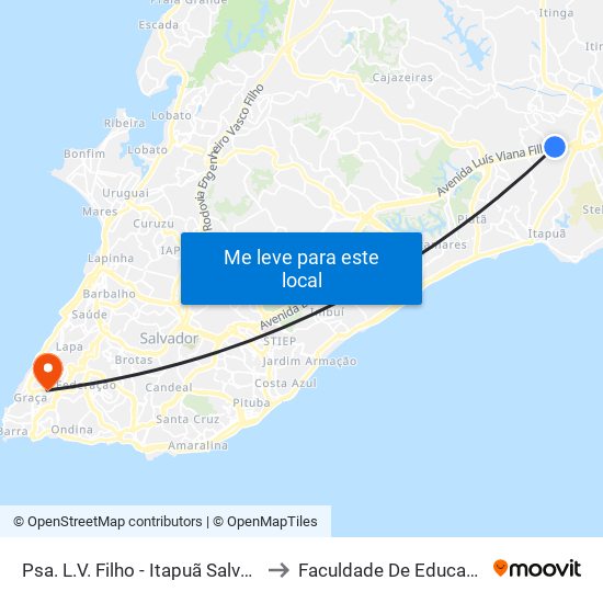 Psa. L.V. Filho - Itapuã Salvador - Ba Brasil to Faculdade De Educação Da Ufba map