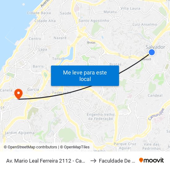 Av. Mario Leal Ferreira 2112 - Campinas De Brotas Salvador - Ba Brasil to Faculdade De Educação Da Ufba map