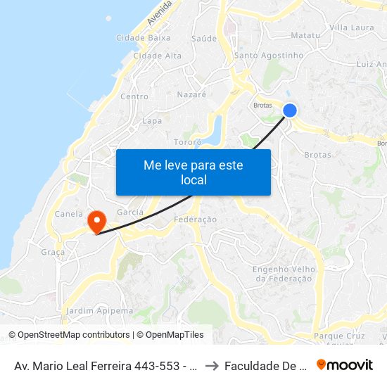 Av. Mario Leal Ferreira 443-553 - Cosme De Farias Salvador - Ba Brasil to Faculdade De Educação Da Ufba map
