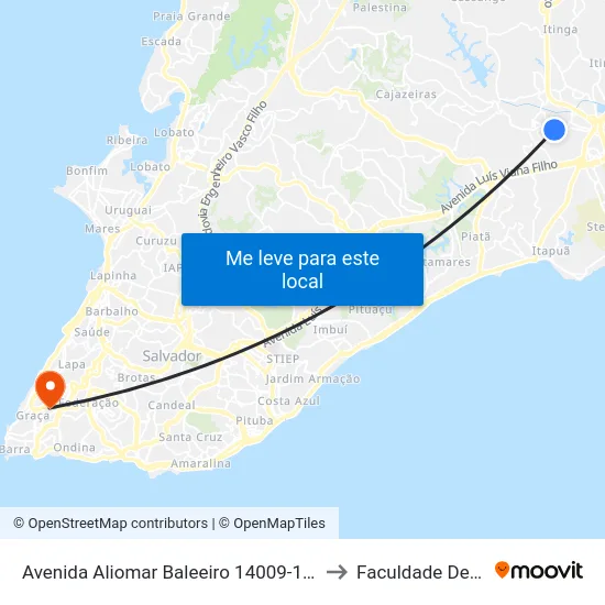 Avenida Aliomar Baleeiro 14009-14093 - São Cristóvão Salvador - Ba Brasil to Faculdade De Educação Da Ufba map