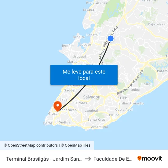 Terminal Brasilgás - Jardim Santo Inacio Salvador - Ba Brasil to Faculdade De Educação Da Ufba map